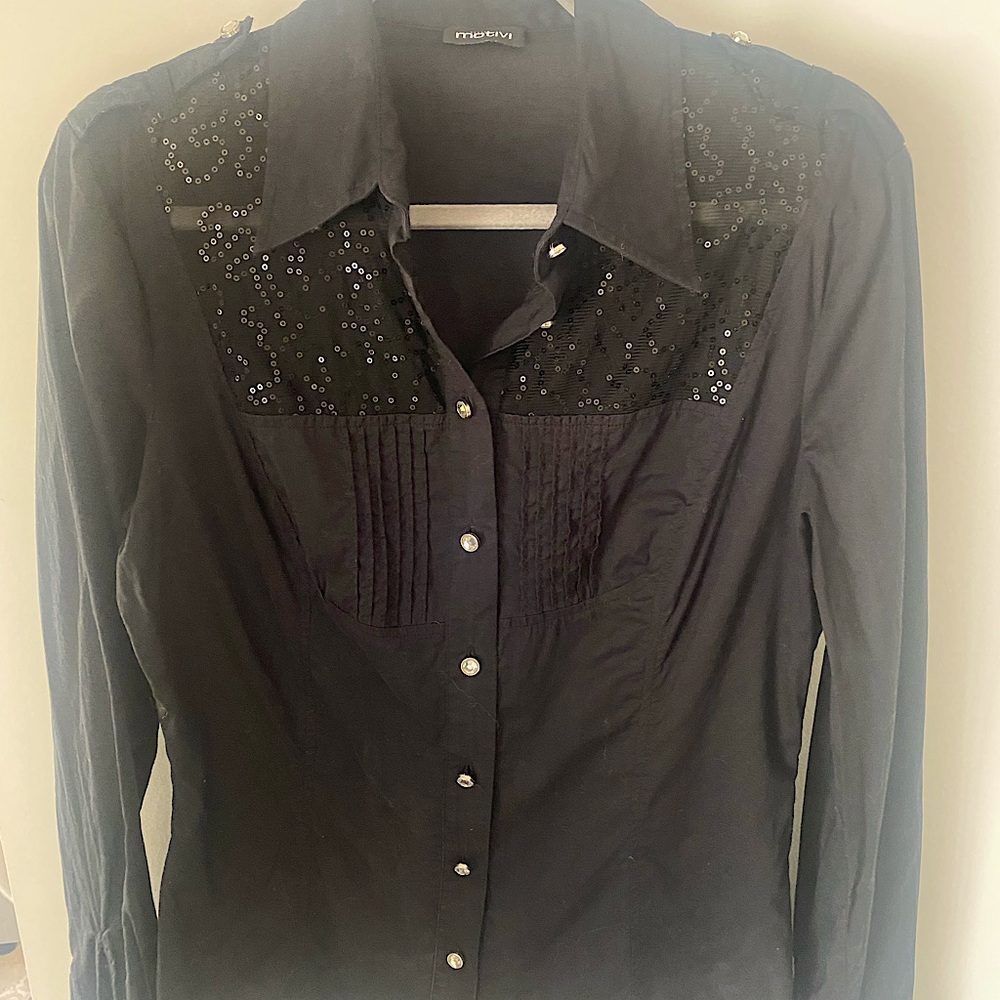Motivi black tapered & sequined top